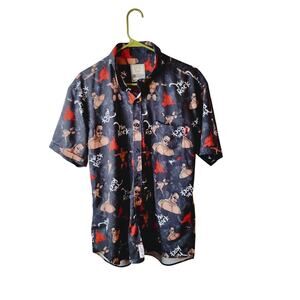Rsvlts The Rock WWE wrestling Button Up Shirt Men's Large